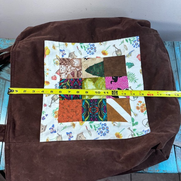 Vintage Handmade Patchwork Velvet Brown Totr - Picture 9 of 14